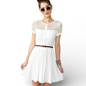 Ladakh White Sheer Panel Short Sleeve Mini Dress Size 2